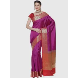 Banarasi Silk Works Purple Woven Saree With Unstitched Blouse-picture-45