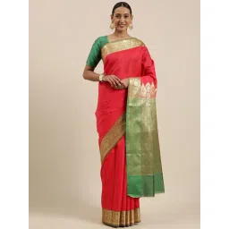 Banarasi Silk Works Red Woven Saree With Unstitched Blouse-picture-18