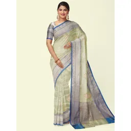 Banarasi Silk Works Sea Green Cotton Woven Saree With Unstitched Blouse-picture-13