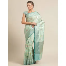 Banarasi Silk Works SeaGreen Woven Saree with Blouse-picture-41
