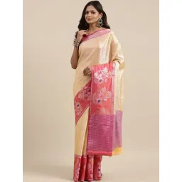 Banarasi Silk Works Yellow Silk Woven Saree With Unstitched Blouse-picture-13