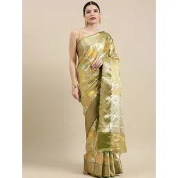 Banarasi Silk Works Yellow Silk Woven Saree With Unstitched Blouse-picture-17