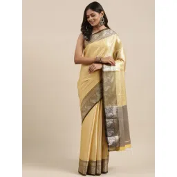Banarasi Silk Works Yellow Silk Woven Saree With Unstitched Blouse-picture-18