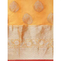Banarasi Silk Works Yellow Silk Woven Saree With Unstitched Blouse image 5