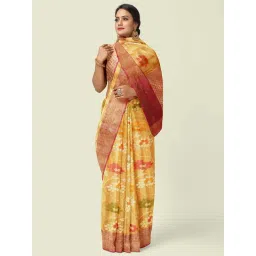 Banarasi Silk Works Yellow Woven Saree With Unstitched Blouse-picture-29