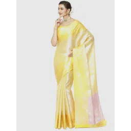 Banarasi Silk Works Yellow Woven Saree With Unstitched Blouse-picture-24