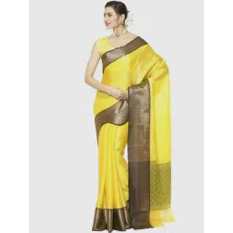 Banarasi Silk Works Yellow Woven Saree With Unstitched Blouse-picture-22