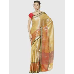 Banarasi Silk Works Yellow Woven Saree With Unstitched Blouse-picture-23