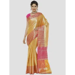 Banarasi Silk Works Yellow Woven Saree With Unstitched Blouse-picture-33