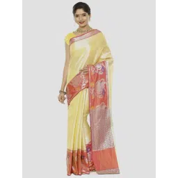 Banarasi Silk Works Yellow Woven Saree With Unstitched Blouse-picture-36