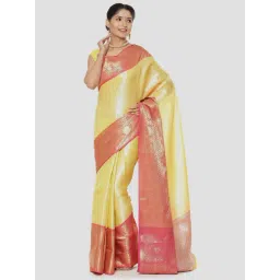 Banarasi Silk Works Yellow Woven Saree With Unstitched Blouse-picture-37