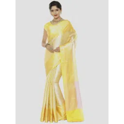 Banarasi Silk Works Yellow Woven Saree With Unstitched Blouse-picture-38