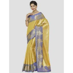 Banarasi Silk Works Yellow Woven Saree With Unstitched Blouse-picture-39