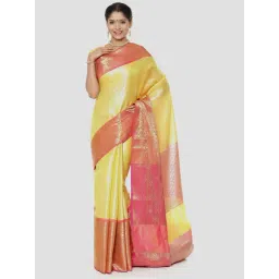 Banarasi Silk Works Yellow Woven Saree With Unstitched Blouse-picture-35