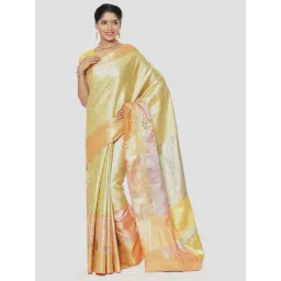 Banarasi Silk Works Yellow Woven Saree With Unstitched Blouse-picture-32