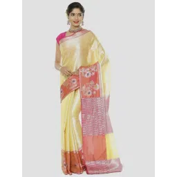 Banarasi Silk Works Yellow Woven Saree With Unstitched Blouse-picture-30