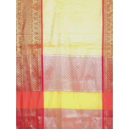 Banarasi Silk Works Yellow Woven Saree With Unstitched Blouse image 5
