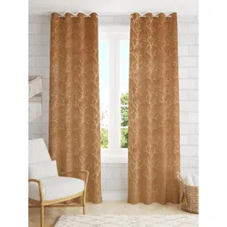 Banchmark Home Furnishings Beige & Gold-Toned Set of 2 Floral Room Darkening Window Curtain-picture-36