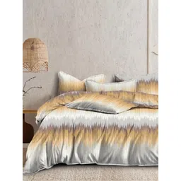 Banchmark Home Furnishings Beige & Mustard 200 TC King Bedsheet with 2 Pillow Covers-picture-36