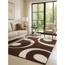 Banchmark Home Furnishings Brown Abstract Anti-Skid Woolen Carpet image 1