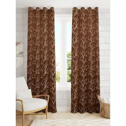 Banchmark Home Furnishings Brown & Beige Set of 2 Floral Room Darkening Door Curtain-picture-42