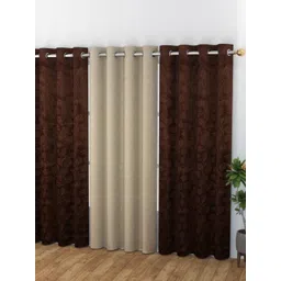 Banchmark Home Furnishings Brown & Beige Set of 3 Room Darkening Door Curtain-picture-26