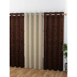 Banchmark Home Furnishings Haire Brown 3 Pcs Printed Room Darkening Velvet Window Curtains-picture-38