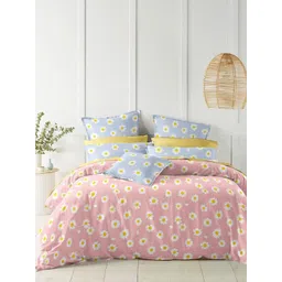 Banchmark Home Furnishings Pink & White Ethnic Motifs 200 TC King Bedsheet with 2 Pillow Covers-picture-25