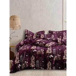 Banchmark Home Furnishings Purple & Peach-Coloured Floral 200 TC King Bedsheet with 2 Pillow Covers-picture-40