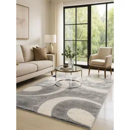 Banchmark Home Furnishings Silver-Toned Geometric Anti-Skid Woolen Carpet-picture-10