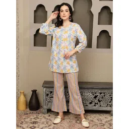 BANDIA Women Printed Top With Trousers Pure Cotton Co-Ords-picture-33