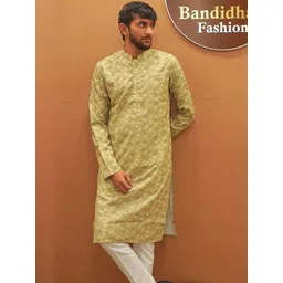 Bandidhari Fashion Men Floral Printed Thread Work Kurta-picture-27