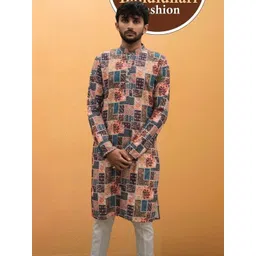 Bandidhari Fashion Men Geometric Checked Thread Work Kurta-picture-29