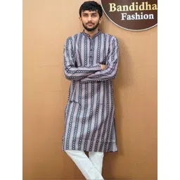 Bandidhari Fashion Men Geometric Printed Thread Work Kurta-picture-25