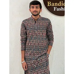 Bandidhari Fashion Men Printed Thread Work Kurta image 4