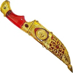 Bani Thani® Royal Fancy Katar for Groom Rajputana Style Golden Katar Made of Fibre Plastic Body, Wedding Accessories, Non Sharp Blade (9.5 inch Size)-picture-28