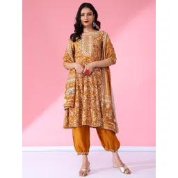 Bani Women Floral Printed Sequined Liva Kurta with Salwar & Dupatta-picture-11