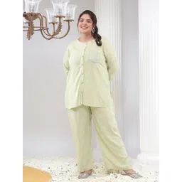 Bani Women Mirror Work Embellished Band Collar Tunic & Palazzos Set-picture-37