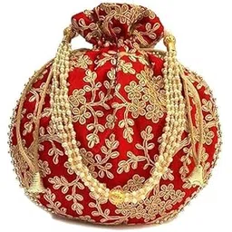 banithani Elegant Rajasthani Silk Batwa Clutch Bag with Zari Work, Ethnic Potli Wristlet for Women's Special Ocassion Use Pack of 1-picture-39