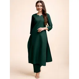 BANJANAN Women Self Design Round Neck Regular Kurta Set-picture-37