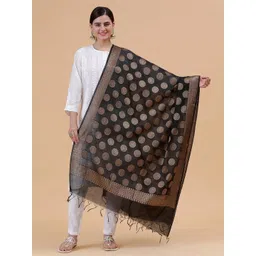 BANJARA INDIA Ethnic Motifs Woven Design Zari Raw Silk Banarasi Dupatta-picture-25