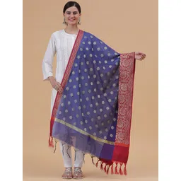 BANJARA INDIA Ethnic Motifs Woven Design Zari Raw Silk Banarasi Dupatta-picture-26