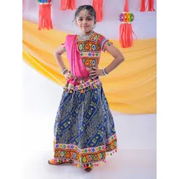 BANJARA INDIA Girls Embroidered Thread Work Ready to Wear Lehenga & Blouse With Dupatta-picture-18