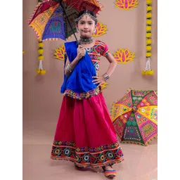 BANJARA INDIA Girls Embroidered Thread Work Ready to Wear Lehenga & Blouse With Dupatta-picture-11