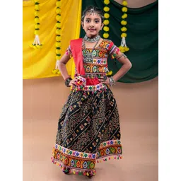 BANJARA INDIA Girls Embroidered Thread Work Ready to Wear Lehenga & Blouse With Dupatta-picture-12