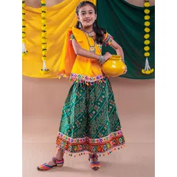 BANJARA INDIA Girls Embroidered Thread Work Ready to Wear Lehenga & Blouse With Dupatta-picture-13