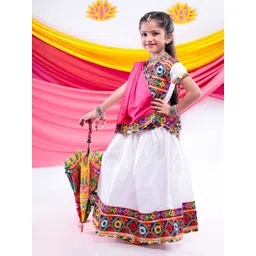 BANJARA INDIA Girls Embroidered Thread Work Ready to Wear Lehenga & Blouse With Dupatta-picture-11