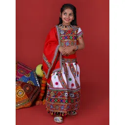 BANJARA INDIA Girls Embroidered Thread Work Ready to Wear Lehenga & Blouse With Dupatta-picture-34