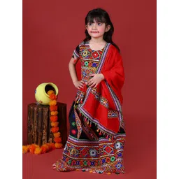 BANJARA INDIA Girls Embroidered Thread Work Ready to Wear Lehenga & Blouse With Dupatta-picture-26