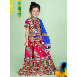 BANJARA INDIA Girls Embroidered Thread Work Ready to Wear Lehenga & Blouse With Dupatta-picture-27